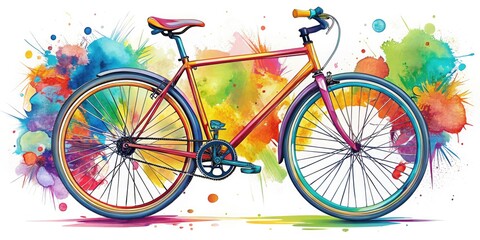 Fototapeta premium Colorful Bicycle Concept Art for Sporting Goods Store, Stylish Bicycle Design Illustration, Artistic Bicycle Drawing, Vibrant Bicycle Artwork for Sale and Purchase