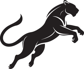 Fototapeta premium Leaping Panther Silhouette Illustration - Dynamic Wild Animal Art