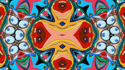 Colorful symmetrical abstract kaleidoscope background pattern for summer 