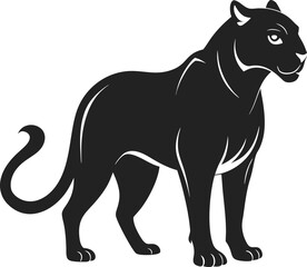 Obraz premium Standing Panther Silhouette Illustration - Graceful Wild Animal Art