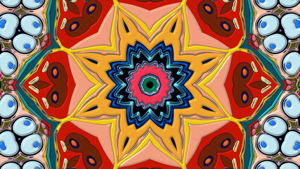 Colorful symmetrical abstract kaleidoscope background pattern for summer 