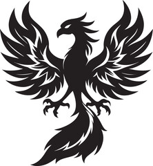 Obraz premium Majestic Phoenix Silhouette Vector - Symbol of Rebirth and Power