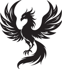 Obraz premium Majestic Phoenix Silhouette Vector - Symbol of Rebirth and Power
