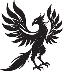 Obraz premium Majestic Phoenix Silhouette Vector - Symbol of Rebirth and Power
