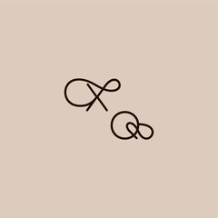 XQ letter luxurious organic style and elegant concept dynamic line initial wedding typography monogram