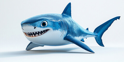 A cartoon shark with big teeth and a friendly smile.