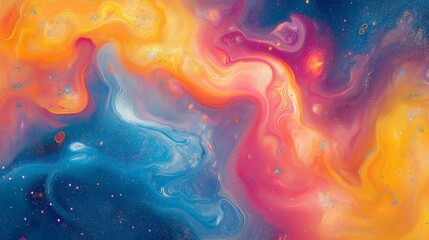 Neon Colored Galaxy with Swirling Stars