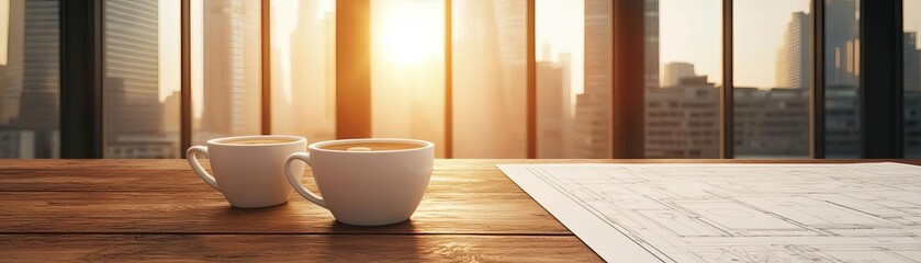 Business district map laid out on a wooden table