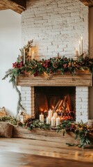 Beautifully Decorated Fireplace Mantel for Holidays