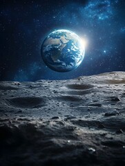 Breathtaking View of Earth from the Lunar Surface Symbolizing the Wonders of Space