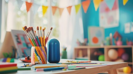Creative Art Supplies on Charming Table