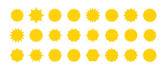 Starburst price. Sale symbol. Simple yellow icons for promotion design. Set of Vector illustrations on white background.