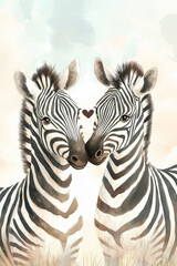 Fototapeta premium cute zebra couple in love
