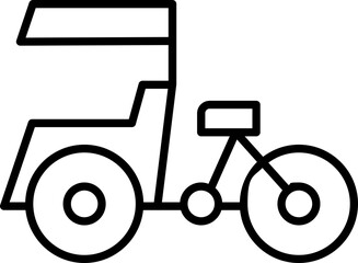 Pedicab Indonesian Traditional Transportation Icon in Outline Style