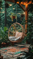 Fototapeta premium Cozy Outdoor Living Space with Swing Chair