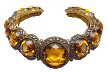 Yellow collar necklace isolated on transparent background, png file, no background png file