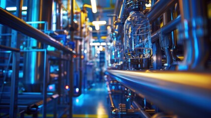 Industrial Process with Glass Vessel and Piping System