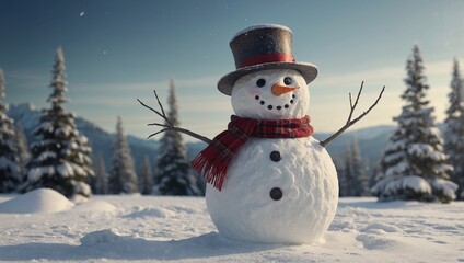 3D Snowman  isolated on white background