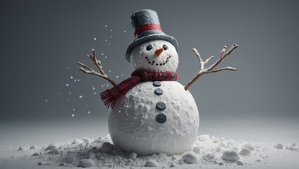 3D Snowman  isolated on white background