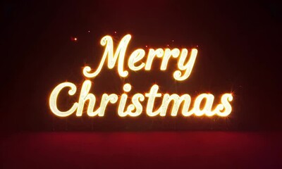 animation of text merry christmas on red background