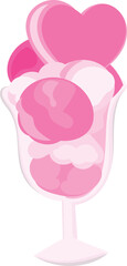 Cartoon pink ice cream illustration. White background.