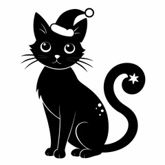 Christmas Cat Black silhouette