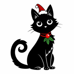 Christmas Cat Black silhouette