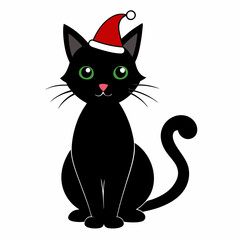 Fototapeta premium Christmas Cat Black silhouette