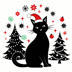 Christmas Cat Black silhouette