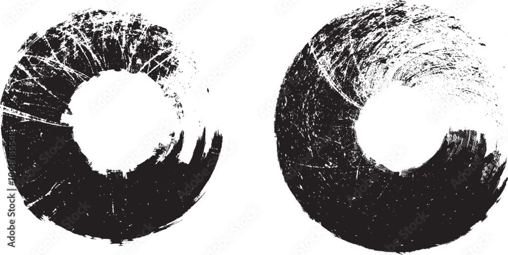 Poster round brushes pack .grunge circle brushes. vector brush stroke. distressed banner. black circles wit