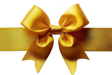 Yellow gift wrapping ribbon isolated on transparent background, png file, no background png file