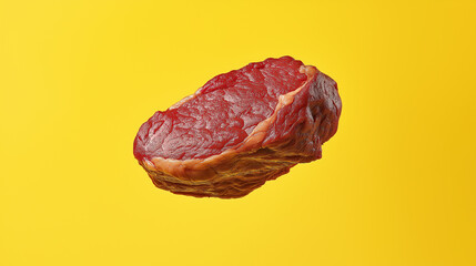 Raw Steak on Yellow Background,  Food Photography
