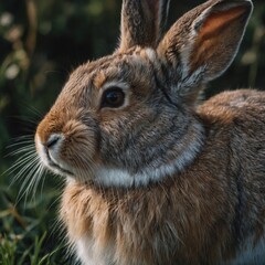 Fototapeta premium A gentle rabbit with large ears and soft fur.