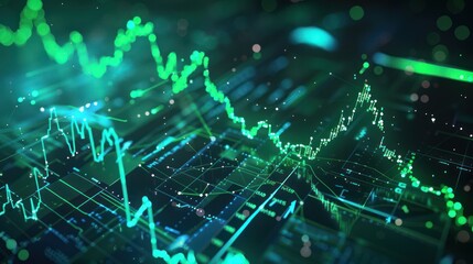 Obraz premium Digital Stock Market Chart with Fluctuating Lines and Data