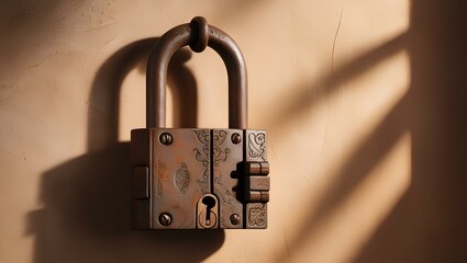  A highly detailed rusted lock with intricate