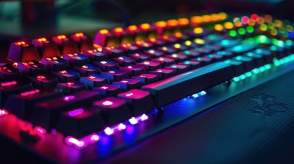 Fototapeta premium RGB Illuminated Gaming Keyboard Close-Up