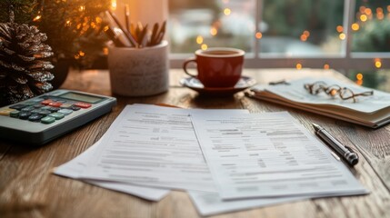 An empty scene featuring blank mockup template of tax credits and deduction forms, 
