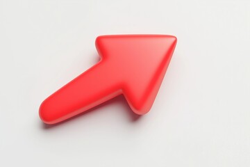 A rounded red arrow pointing upward and to the right, featuring a sleek, glossy 3D surface