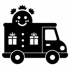 Christmas truck Black silhouette