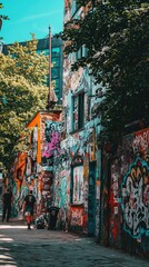 Fototapeta premium Urban Graffiti Art in a Vibrant Setting