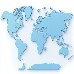 Obraz premium A blue silhouette of the world map on a white background.
