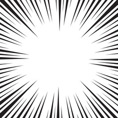 Naklejka premium Manga comic explosion, motion or movement effect, vector background. Manga anime cartoon radial speed lines and abstract pattern for comic book burst, flash ray or explode bang action