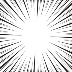 Obraz premium Manga comic explosion, motion or movement effect, vector background. Manga anime cartoon radial speed lines and abstract pattern for comic book burst, flash ray or explode bang action