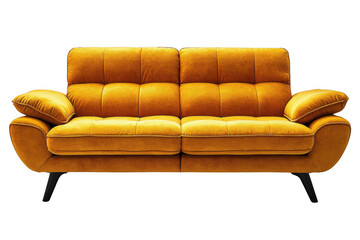 Yellow sleeper sofa isolated on transparent background, png file, no background png file