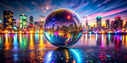 Abstract Colorful Sphere in Night Photography – Vibrant, Illuminated, and Dreamlike