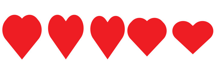 Fototapeta premium Cute romantic red hearts set. Hearts vector set