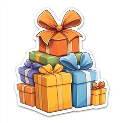 Colorful gift boxes with ribbons, isolated.