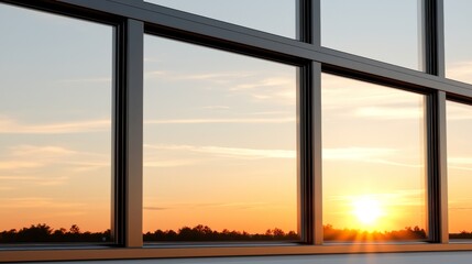 Modern Window with Sunset View