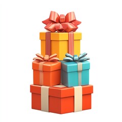 Fototapeta premium Colorful stacked gift boxes with bows