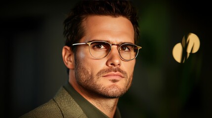 Fototapeta premium Handsome Man Wearing Glasses Portrait